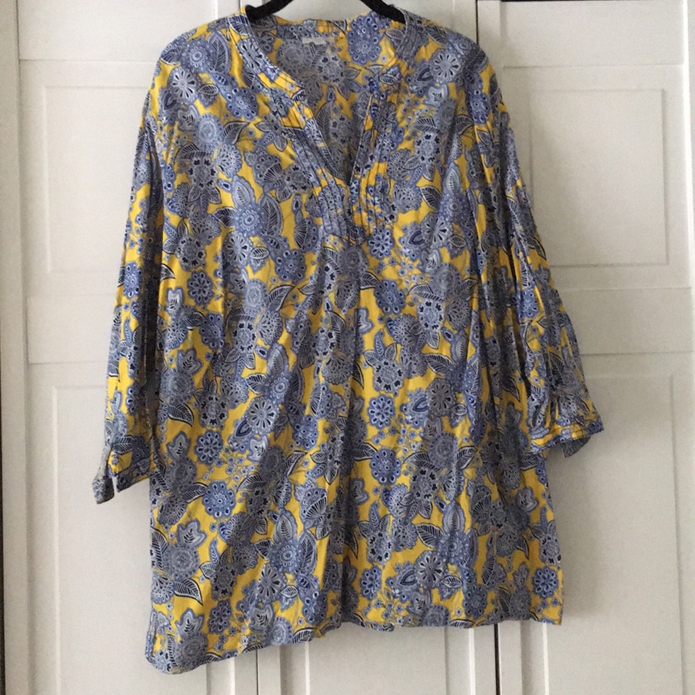 Talbots Yellow and Blue Floral Tunic